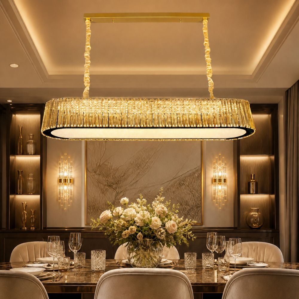 Candelabru LED cristal 224W (112W+112W), telecomandă, 3 culori, Venera A6007-1200x300