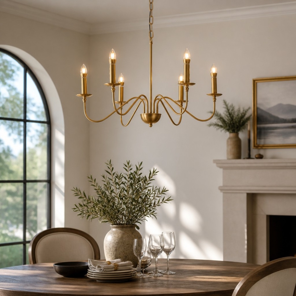 Candelabru Suspendat Medusa cu 6 Brațe, 6xE14, Diametru 76 cm, &Icirc;nălțime 140 cm, Auriu, Cod DL75D138