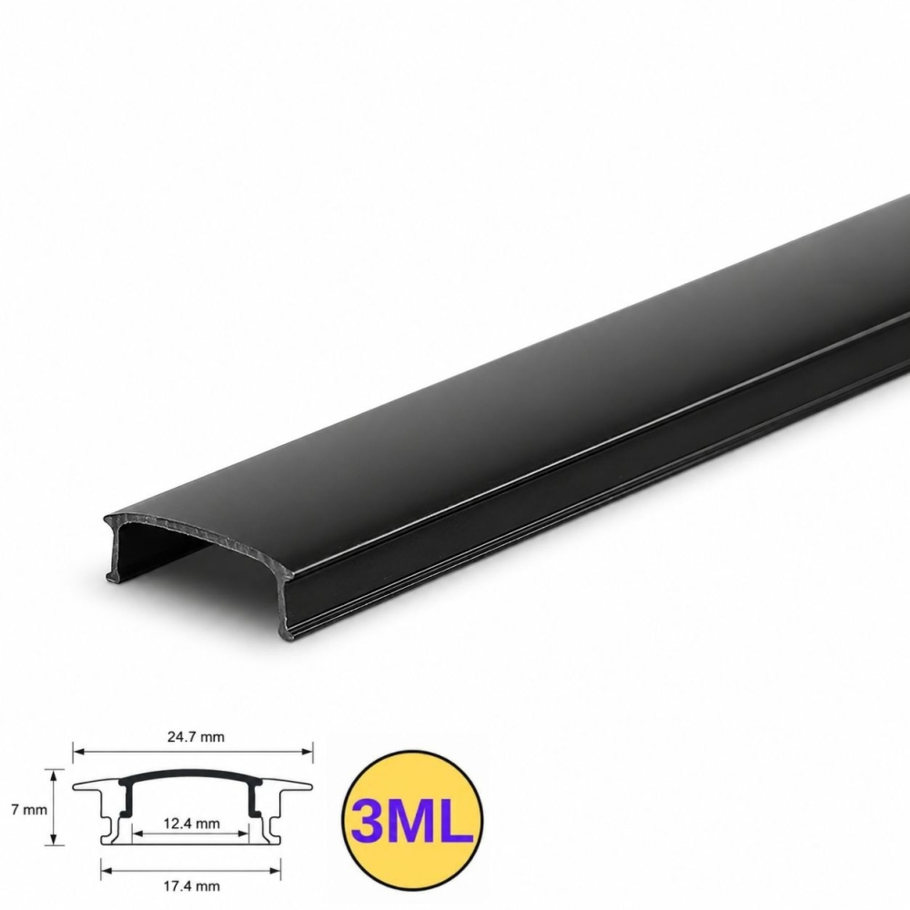 Capac profil aluminiu, 12.4 mm, negru, 3M, PROFILE-BR1, compatibil PROFILE-R1