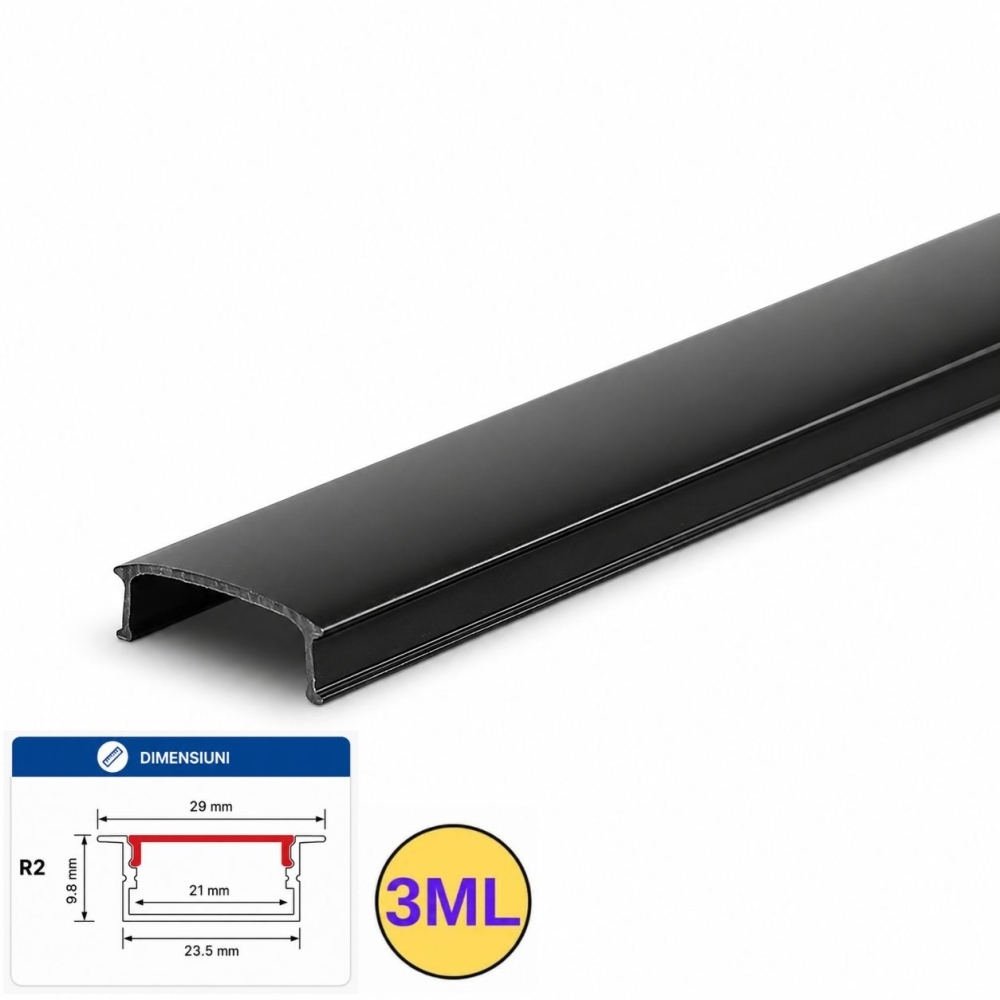 Capac profil aluminiu, negru, 3M, PROFILE-BR2, compatibil PROFILE-R2