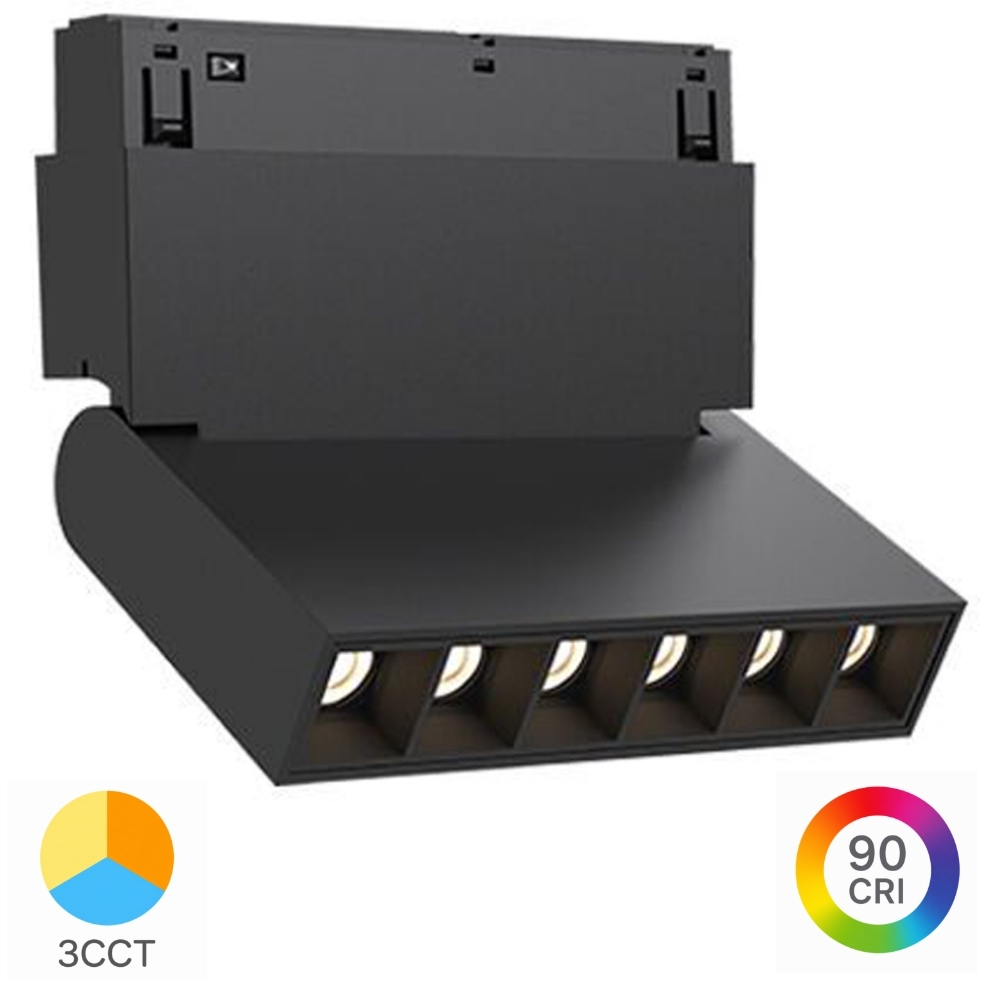 Corp LED pentru Șină Magnetică Magnus, 12W, 1020lm, 24 grade, CCT3 (3000K/4000K/6000K), Negru, BD60-03281