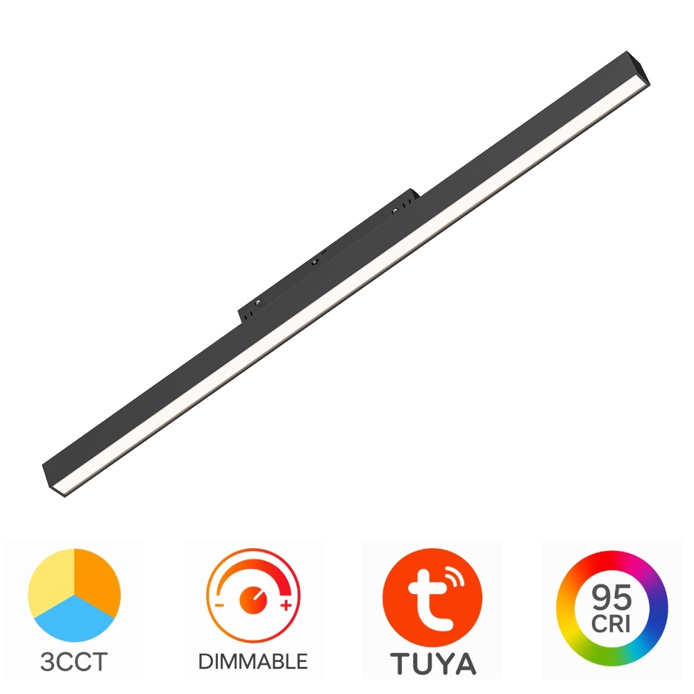 Corp Liniar LED pentru Șină Magnetică 18W, CCT3 (3IN1), TUYA LAN, Dimabil, 1200 lm, Negru, Magnus M20-LNR600