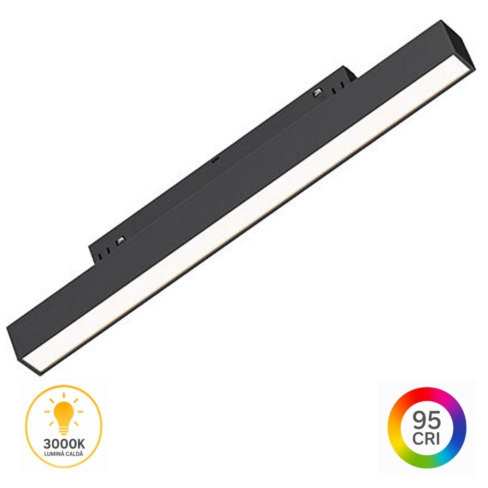 Corp Liniar LED pentru Șină Magnetică Magnus, 10W, 950lm, 3000K, 303x22x27 mm, Negru, BD60-00301