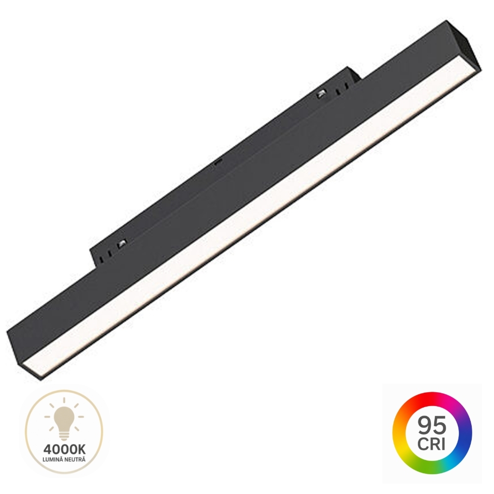Corp Liniar LED pentru Șină Magnetică Magnus, 10W, 950lm, 4000K, 303x22x27 mm, Negru, BD60-00311