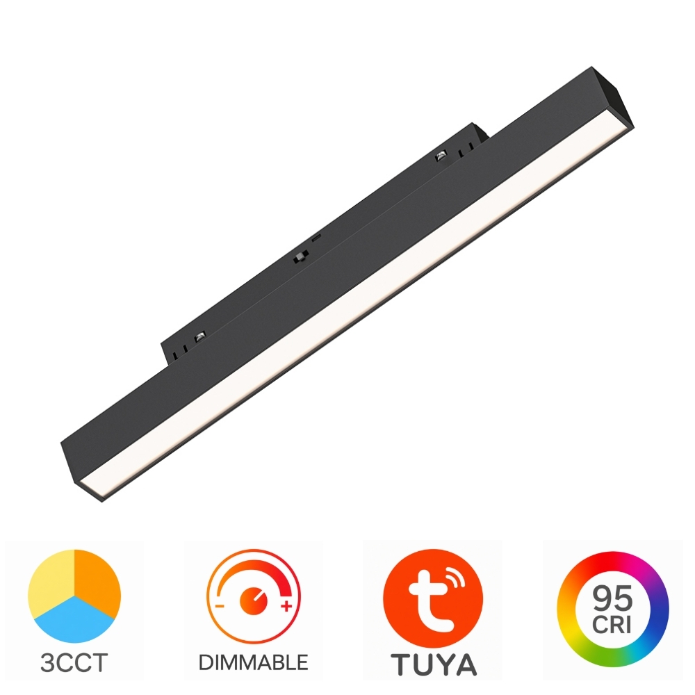 Corp Liniar LED pentru Șină Magnetică , Magnus, 10W, CCT3 (3IN1), TUYA LAN, Dimabil, 600 lm, Negru, M20-LNR300