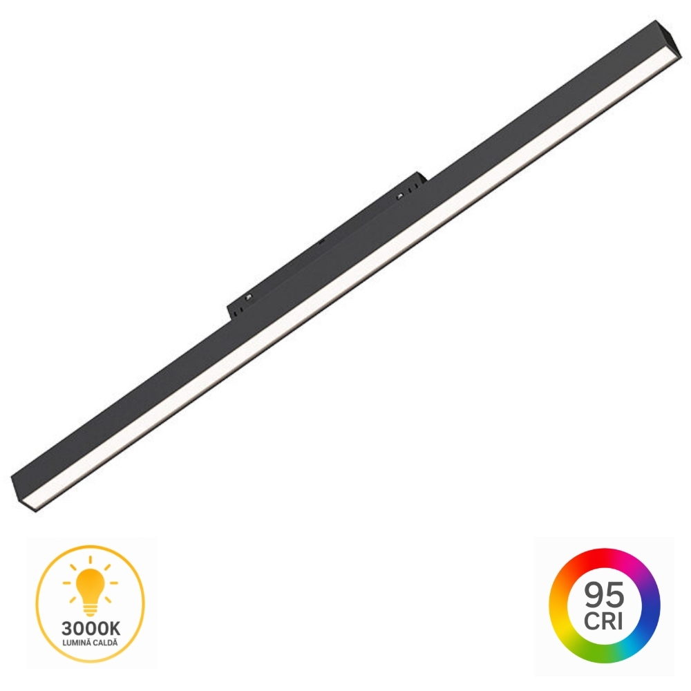 Corp Liniar LED pentru Șină Magnetică Magnus, 18W, 1850lm, 3000K, 603x22x27 mm, Negru, BD60-00601