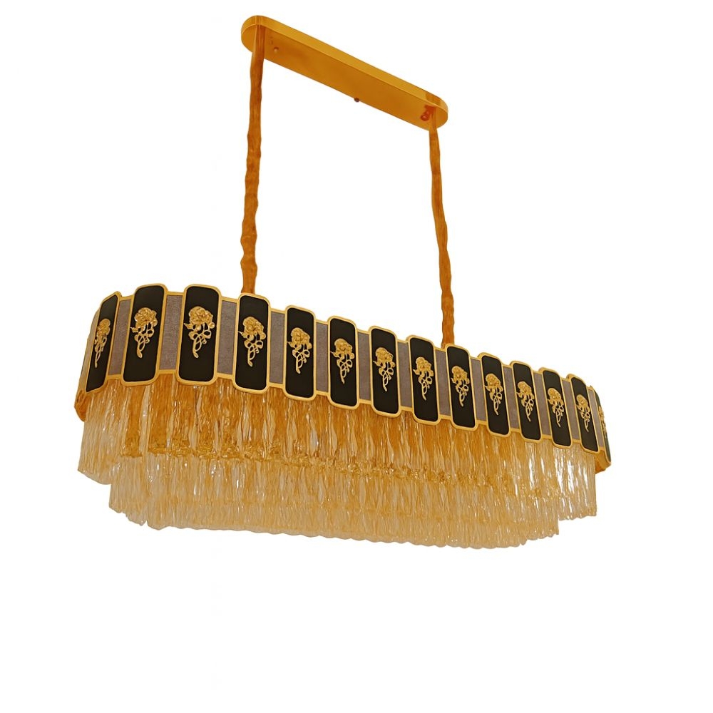 Candelabru Crystal Radiance, iluminat modern, E14, 800x300, negru cu auriu