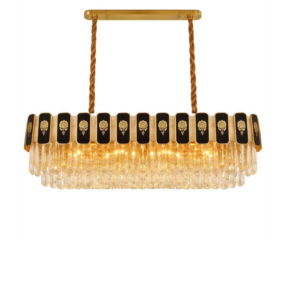Candelabru Crystal Radiance, iluminat modern, E14, 800x300, negru cu auriu