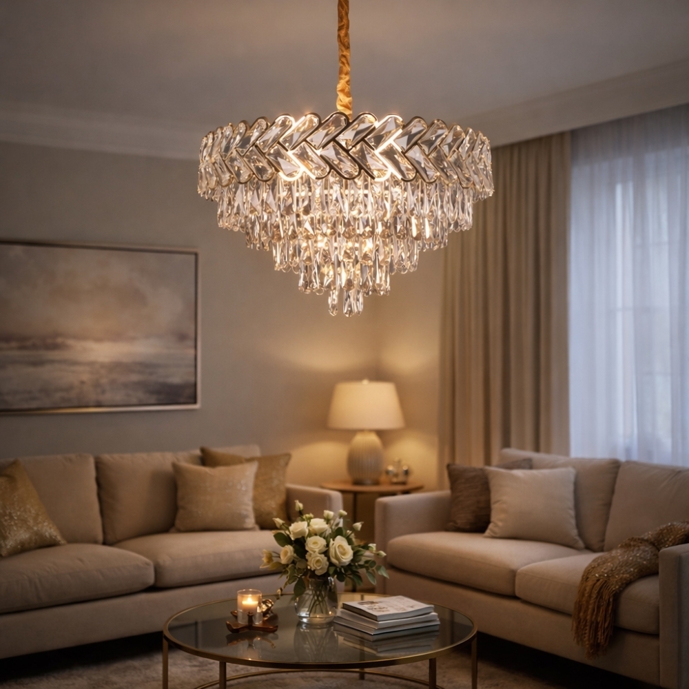 Candelabru Crystal Elegance 500, iluminat modern, E14, gri cu auriu