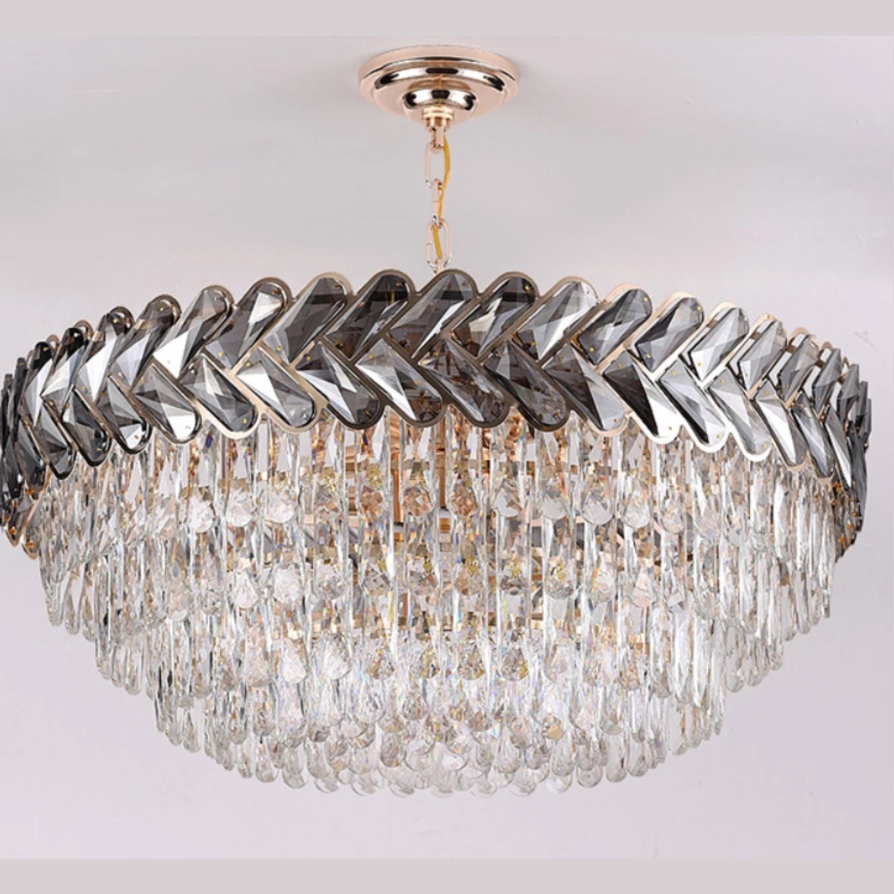 Candelabru Crystal Elegance 800, iluminat modern, E14, gri cu auriu