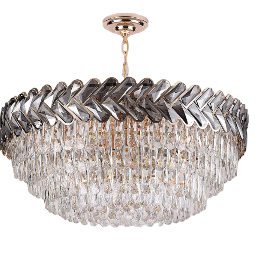 Candelabru Crystal Elegance 800, iluminat modern, E14, gri cu auriu