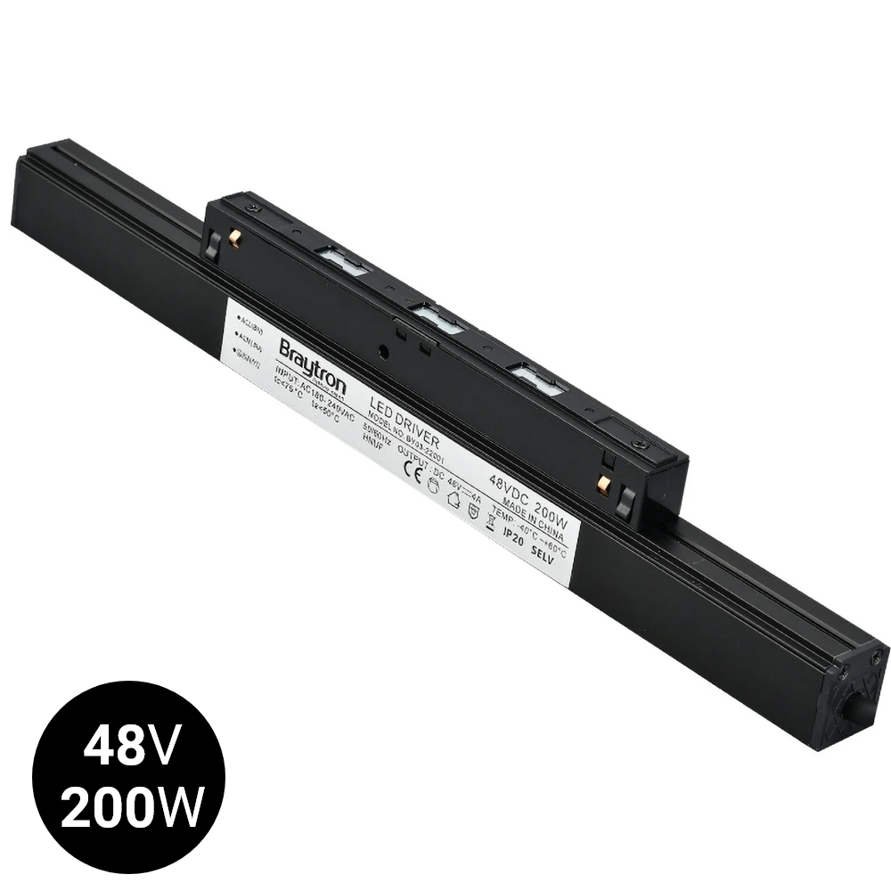 Driver LED &Icirc;ncastrabil pentru Șină Magnetică, 200W, 48V DC, IP20, BY03-22001