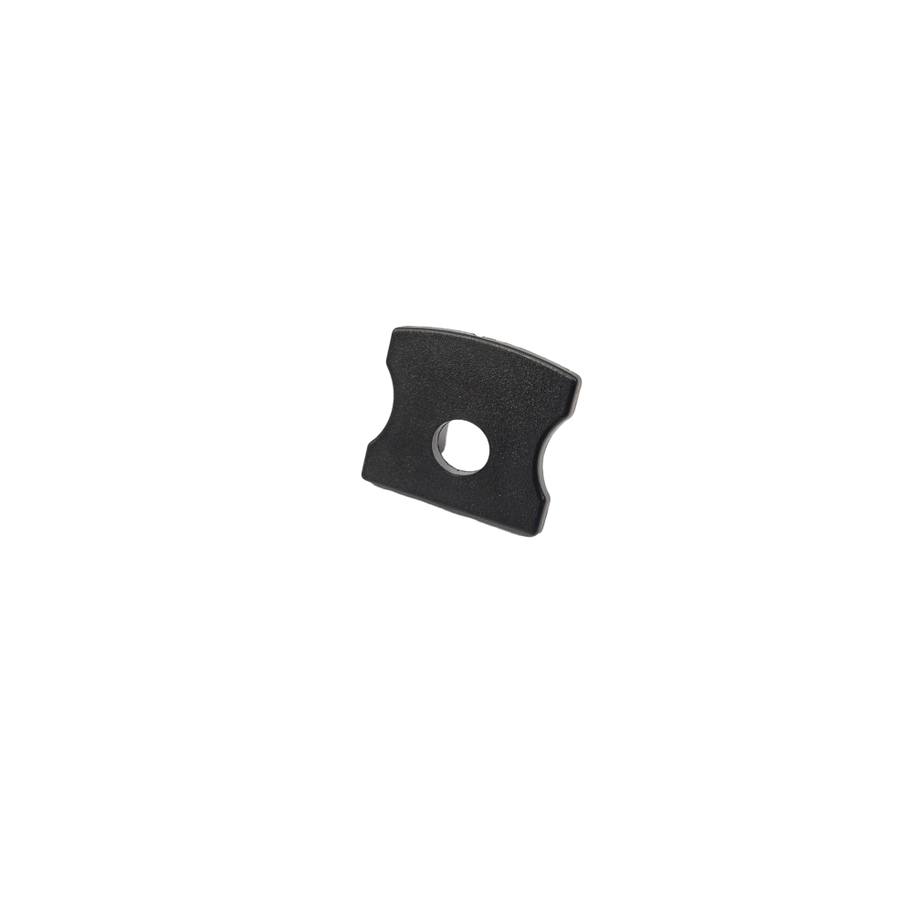 Capac terminal negru pentru profil aluminiu banda LED SURFACE 2, cu orificiu, 1 bucata