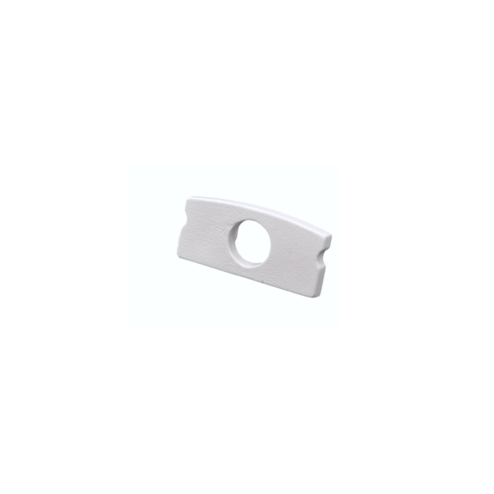 Capac terminal alb pentru profil aluminiu banda LED SURFACE 1, cu orificiu, 1 bucata