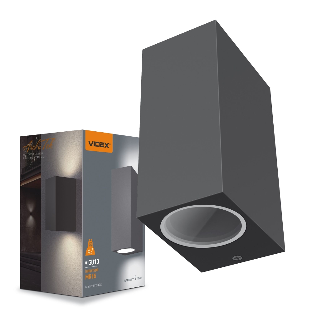 Aplica perete iluminat fatada bilaterala VIDEX-2XGU10-ARON-GRAY