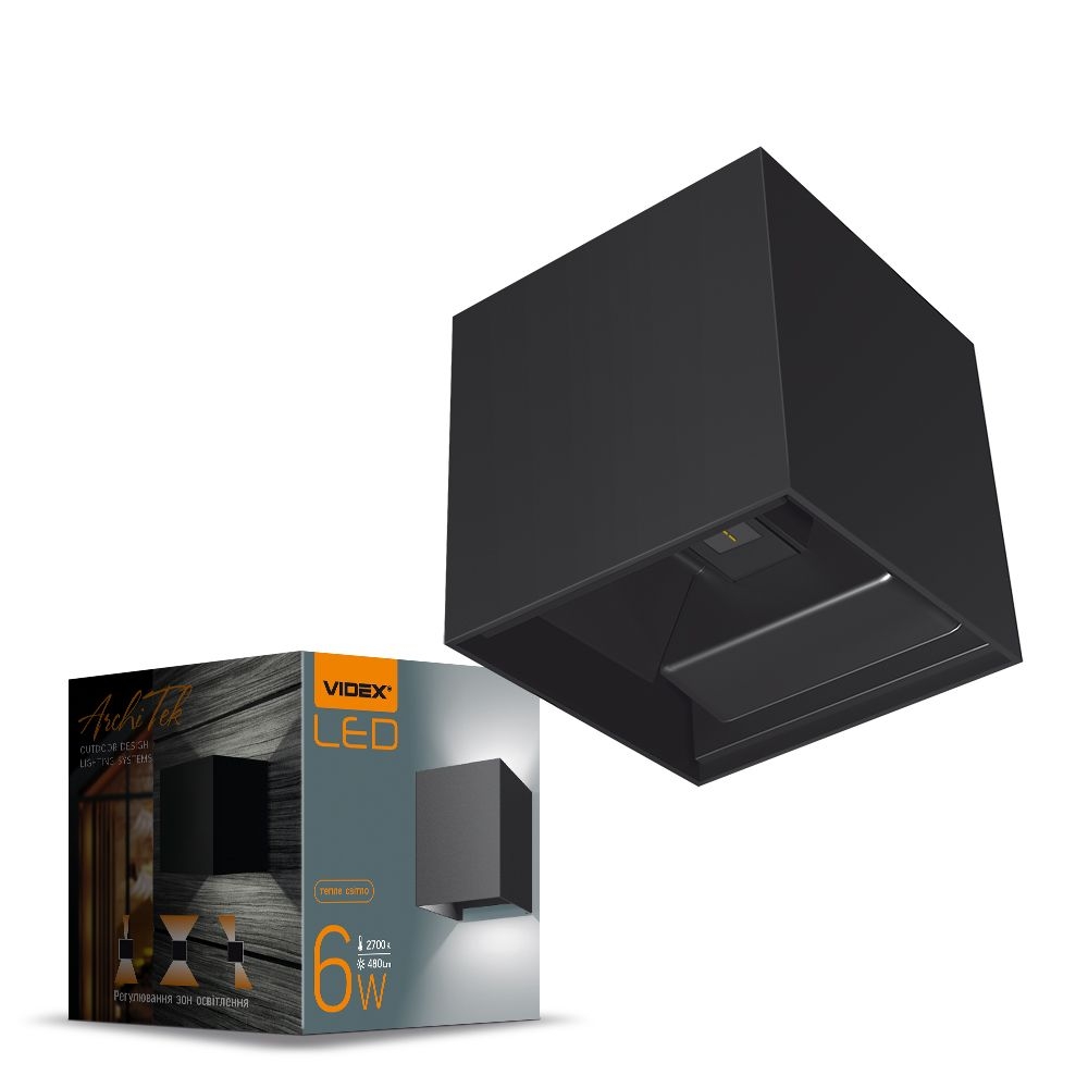 Aplica perete iluminat fatada bilaterala VIDEX-6W-ERIC-BLACK