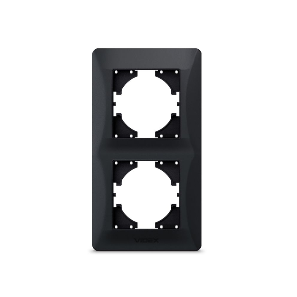 Frame 2 gang vertical black graphite VIDEX BINERA