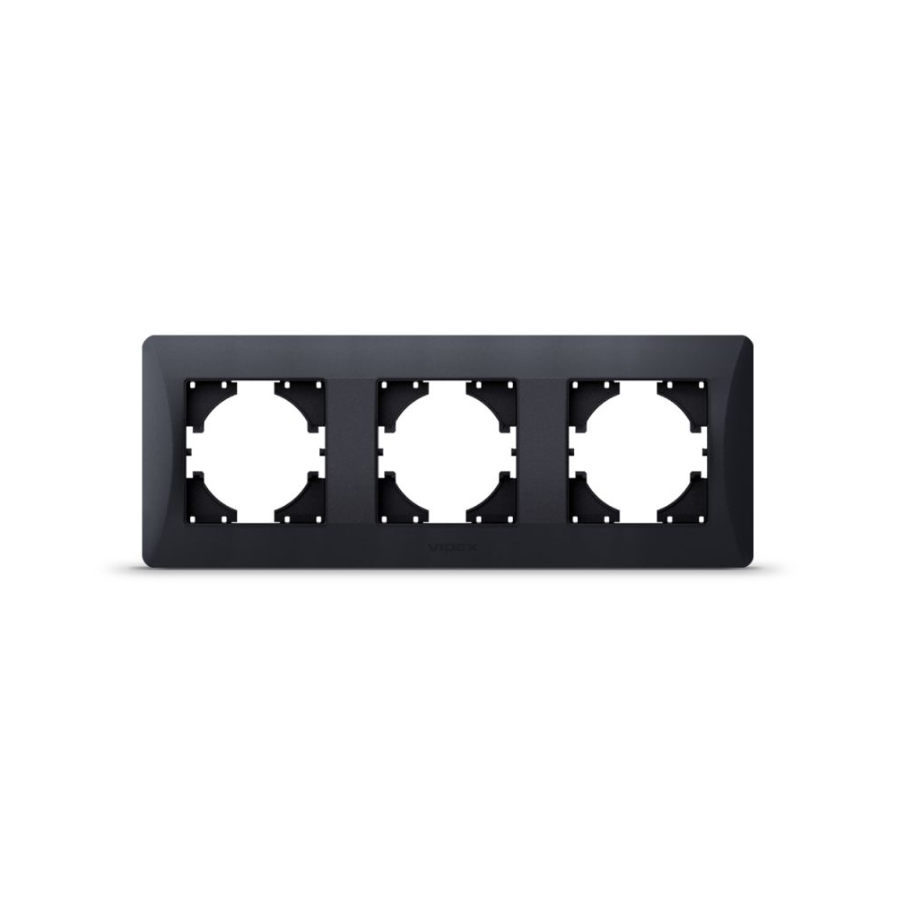 Frame 3 gang horizontal black graphite VIDEX BINERA