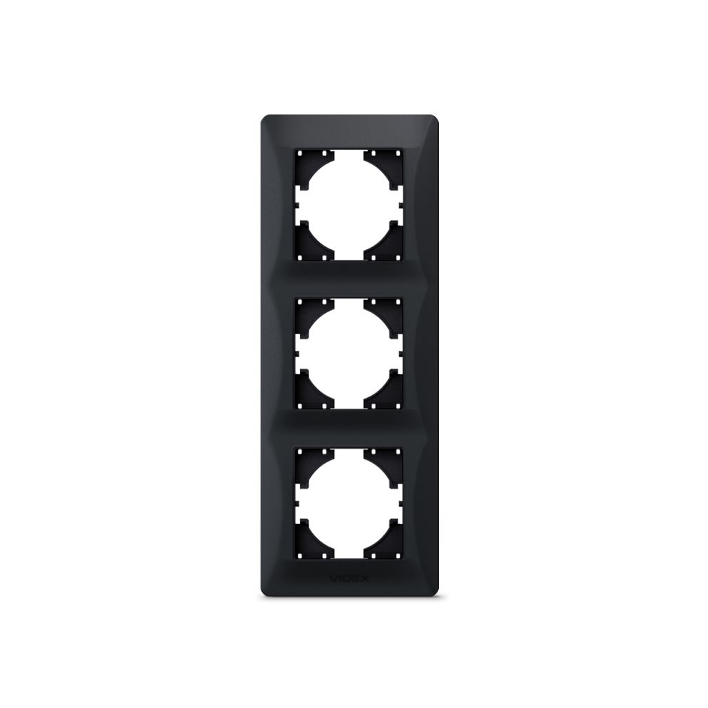 Frame 3 gang vertical black graphite VIDEX BINERA