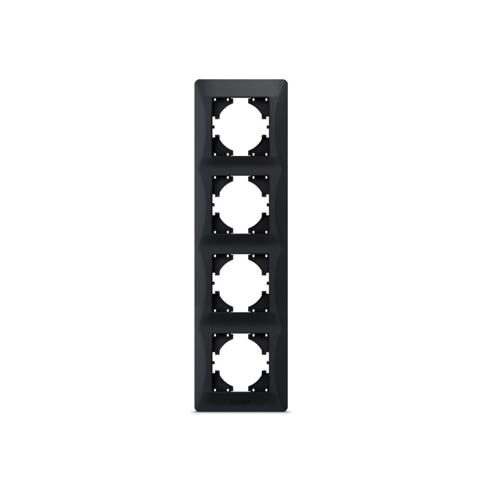 Frame 4 gang vertical black graphite VIDEX BINERA