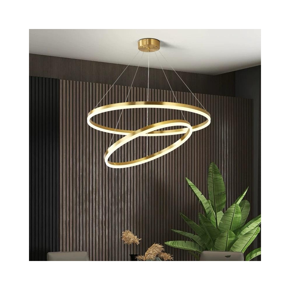 Lustra LED cu telecomanda, 100W, 5000 lm, 3CCT, aurie, FSL-2557-2GD