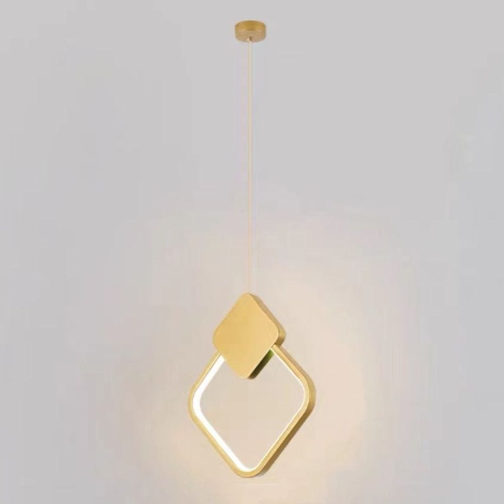 Pendul led micro square 24W 1680Lm, auriu cu trei tipuri de lumina