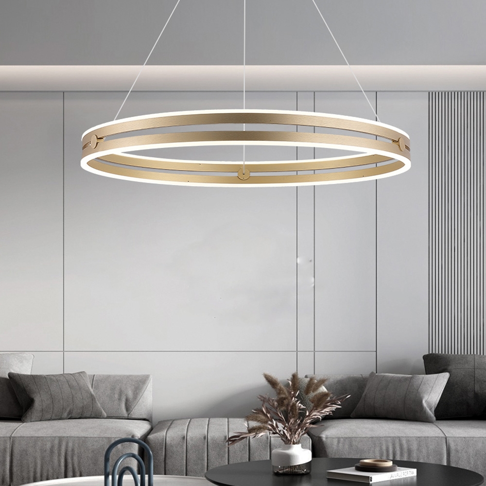 Lustra HaloRing LED 92W auriu cod G3848-400 GD dimensiuni D400xH1000mm cu telecomanda