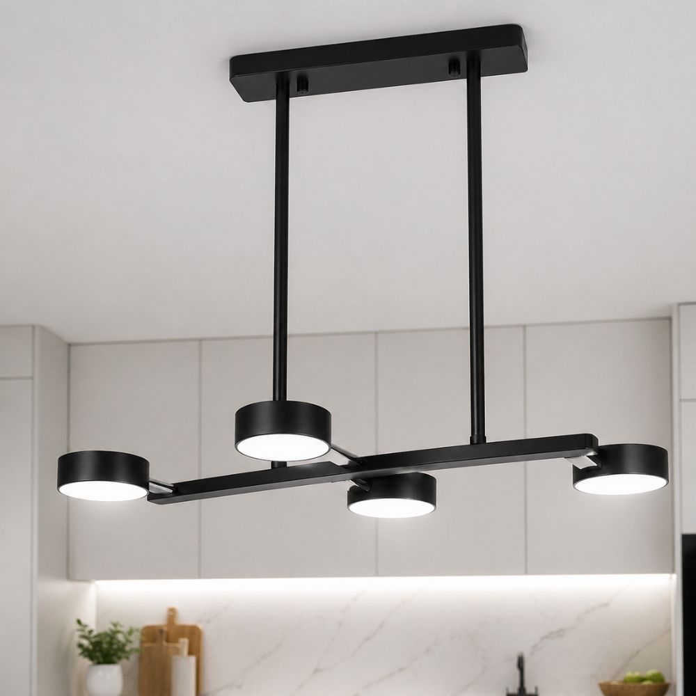 Lustra LED Black Concept 4,  suspendata,cu telecomanda, 60W, 5000lm, negru, cu trei tipuri de lumina