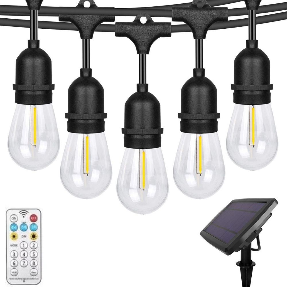 Ghirlanda luminoasa solara cu becuri LED filament, 5m, 10x1W, 3000K, IP44