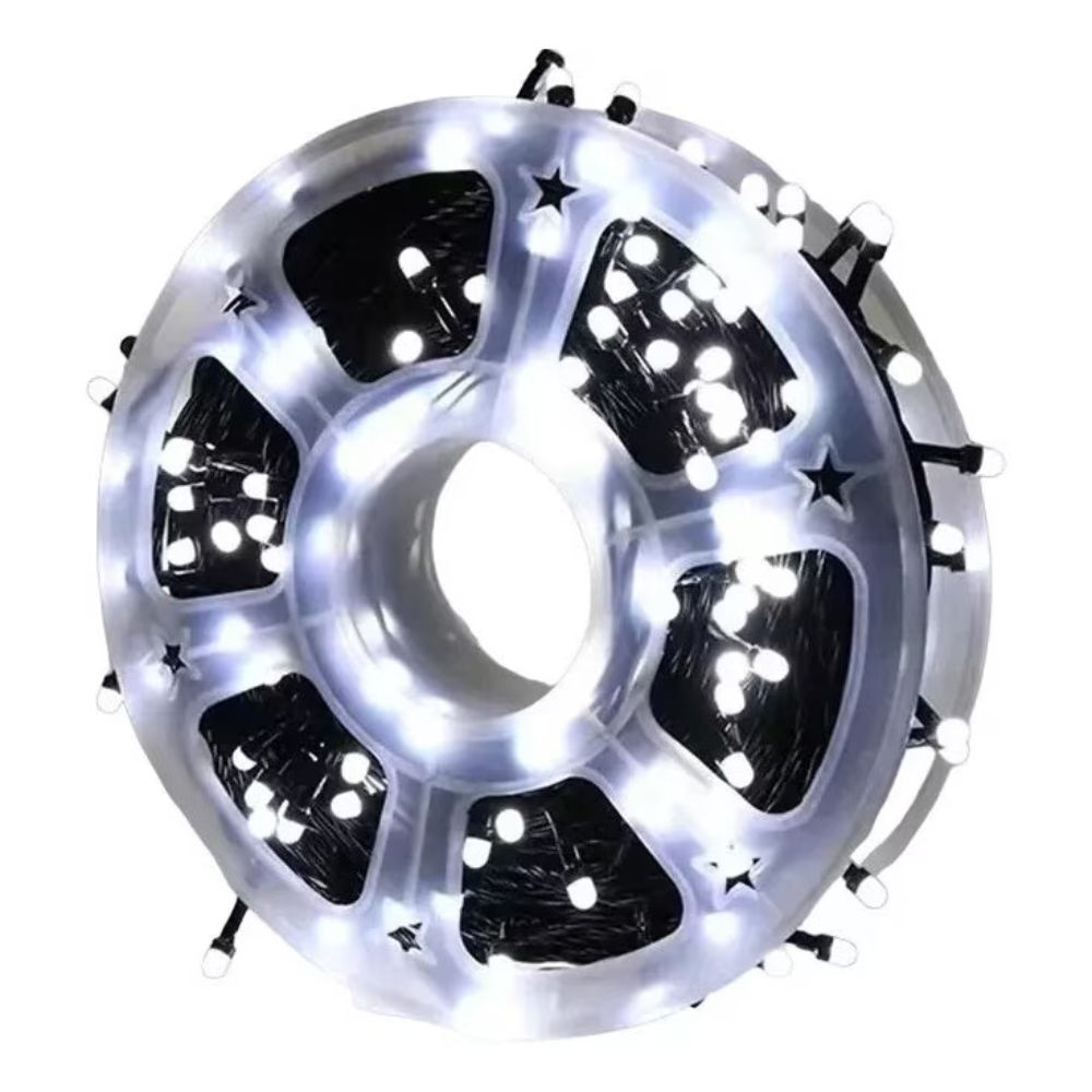 Instalatie brad LED alb rece 100m, 1000 LED, geam laptos