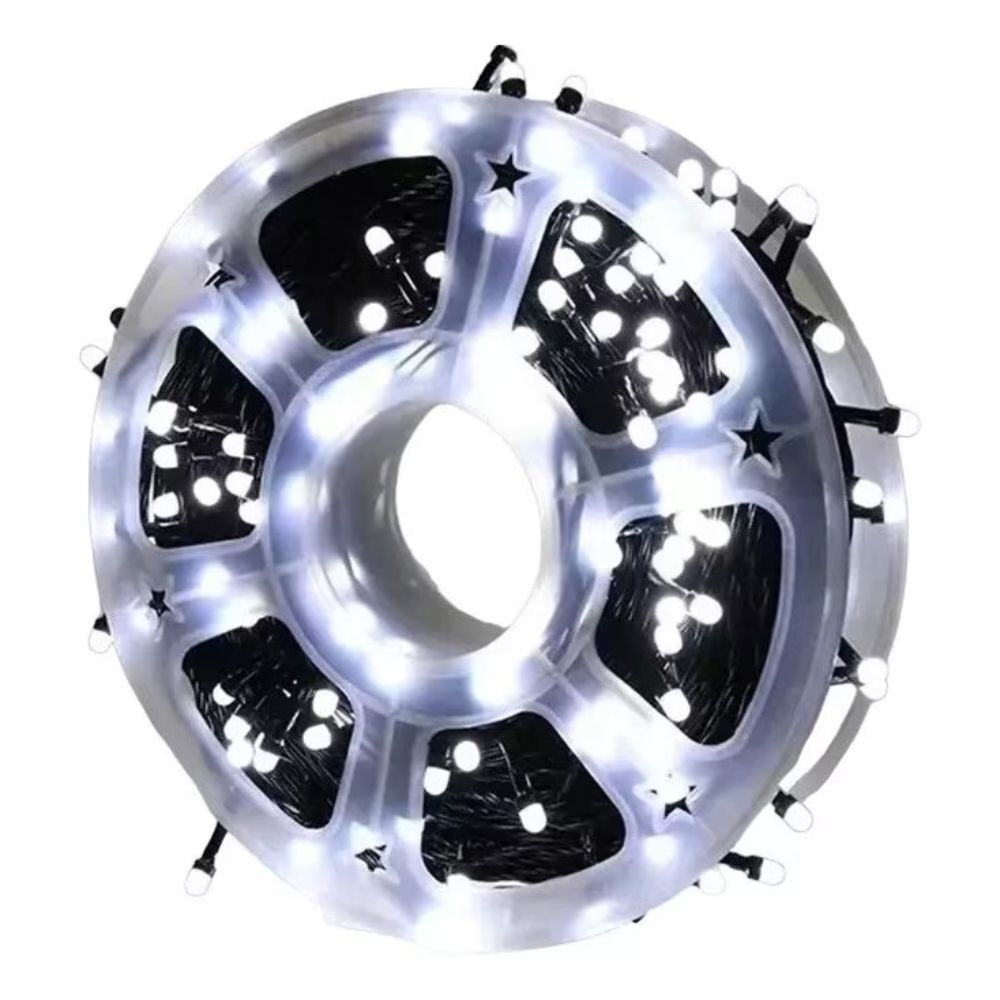 Instalatie brad LED alb rece 50m, 500 LED, geam laptos