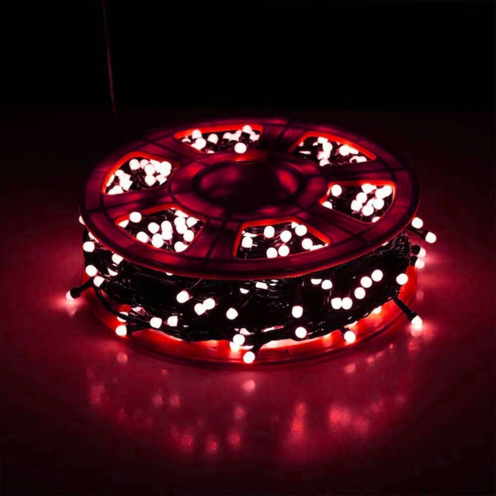 Instalatie brad LED rosie 100m, 1000 LED, geam laptos