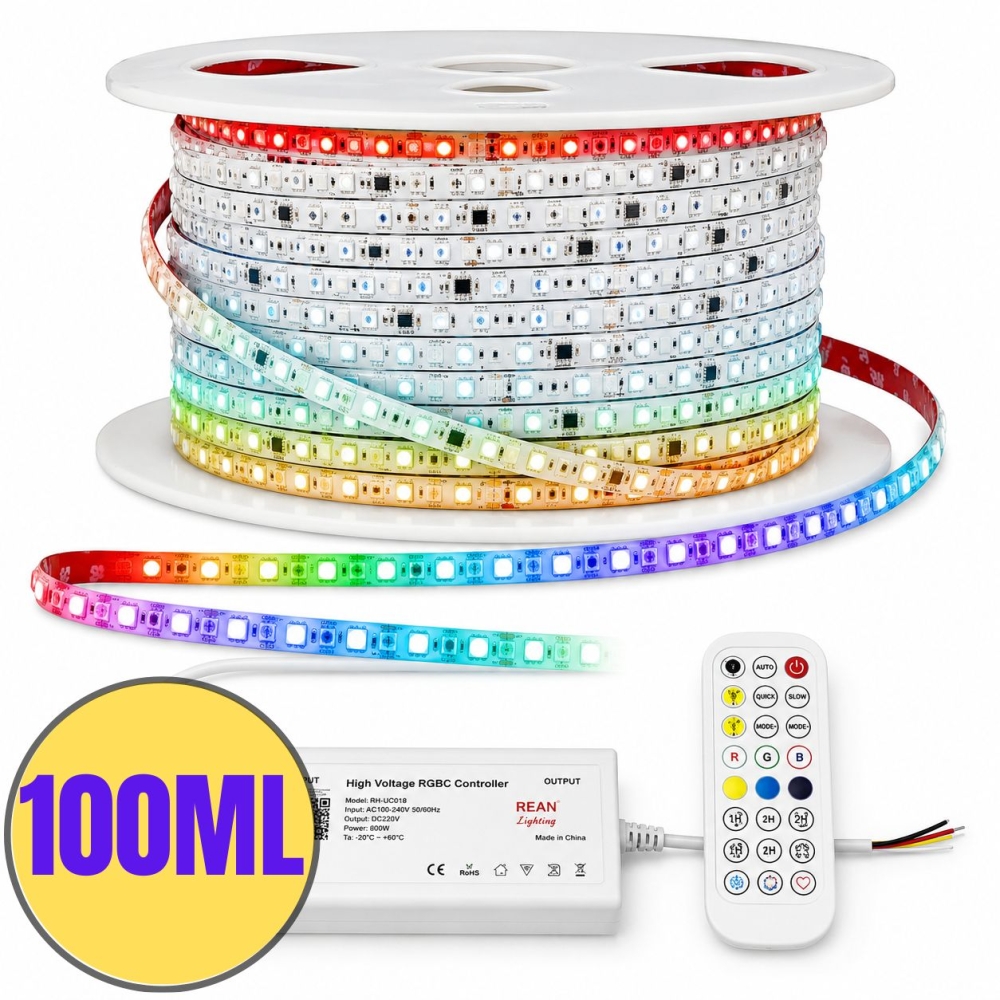 Kit banda LED digitala RGBIC 100M 220V IP65 1000W 5050 60LED/m cu telecomanda si aplicatie