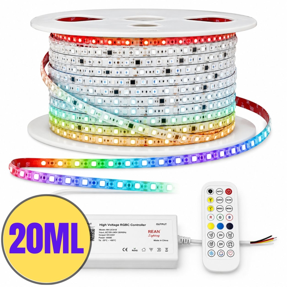 Kit banda LED digitala RGBIC 20M 220V IP65 200W 5050 60LED/m cu telecomanda si aplicatie
