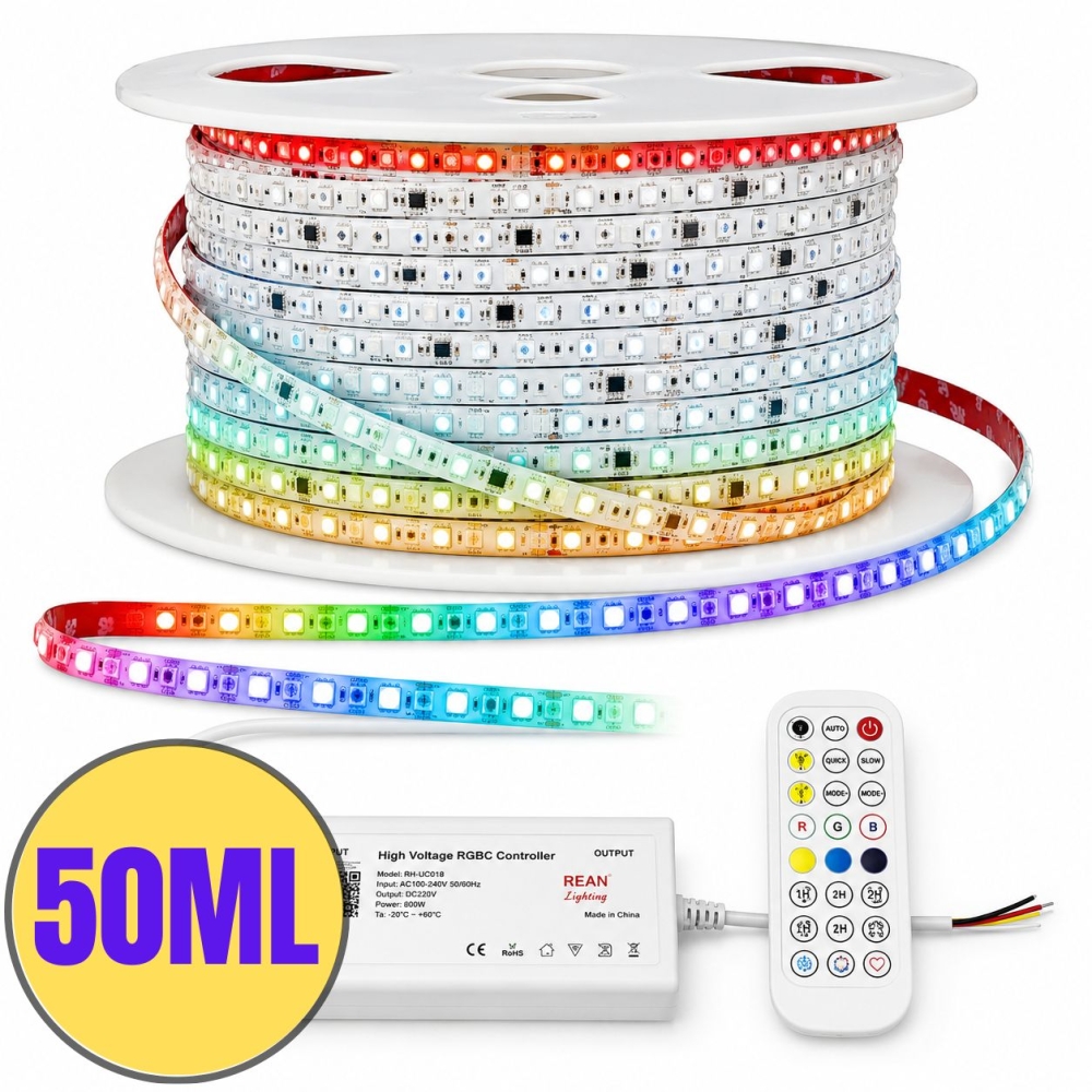 Kit banda LED digitala RGBIC 50M 220V IP65 500W 5050 60LED/m cu telecomanda si aplicatie