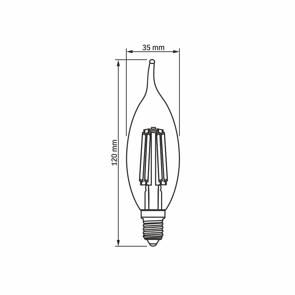Bec LED filament VIDEX-E14-C35-6W-FIL-FLAMa-CHIHLIMBAR-WW