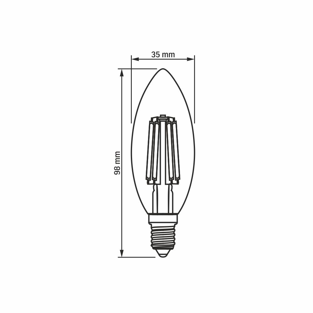 Bec LED filament VIDEX-E14-C35-6W-FIL-NW
