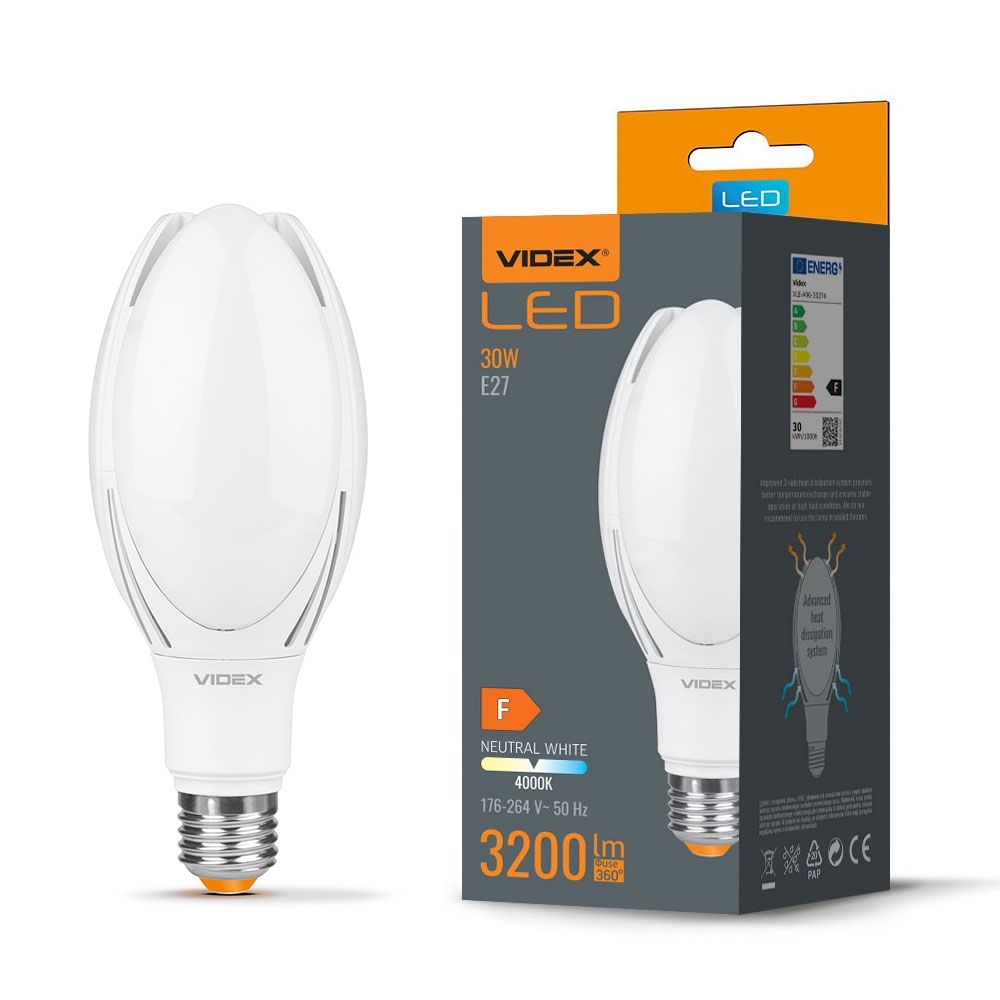 Bec LED de mare putere VIDEX-E27-A96-30W-NW