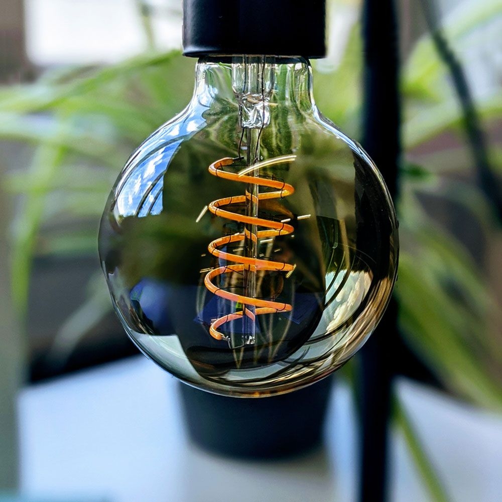 Bec LED filament decorativ VIDEX-E27-G95-4W-FIL-DIM-SPIRAL-GRAFIT-WW