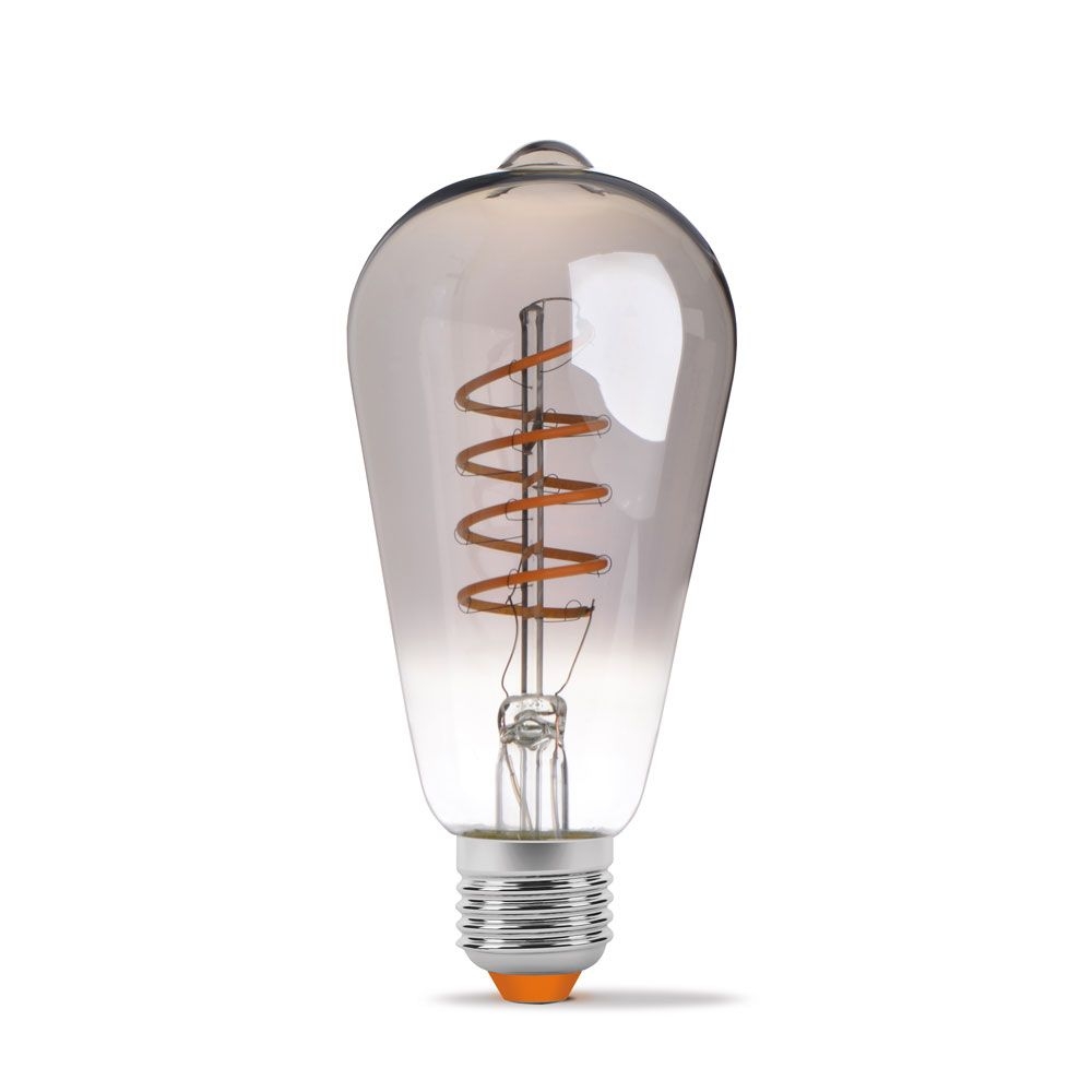 Bec LED filemant decorativ dimabil VIDEX-E27-ST64-4W-FIL-DIM-SPIRAL-GRAFIT-WW