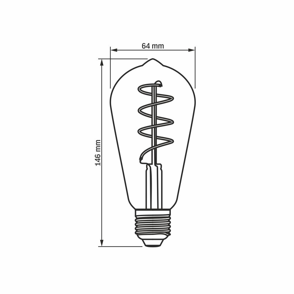Bec LED filemant decorativ dimabil VIDEX-E27-ST64-4W-FIL-DIM-SPIRAL-GRAFIT-WW