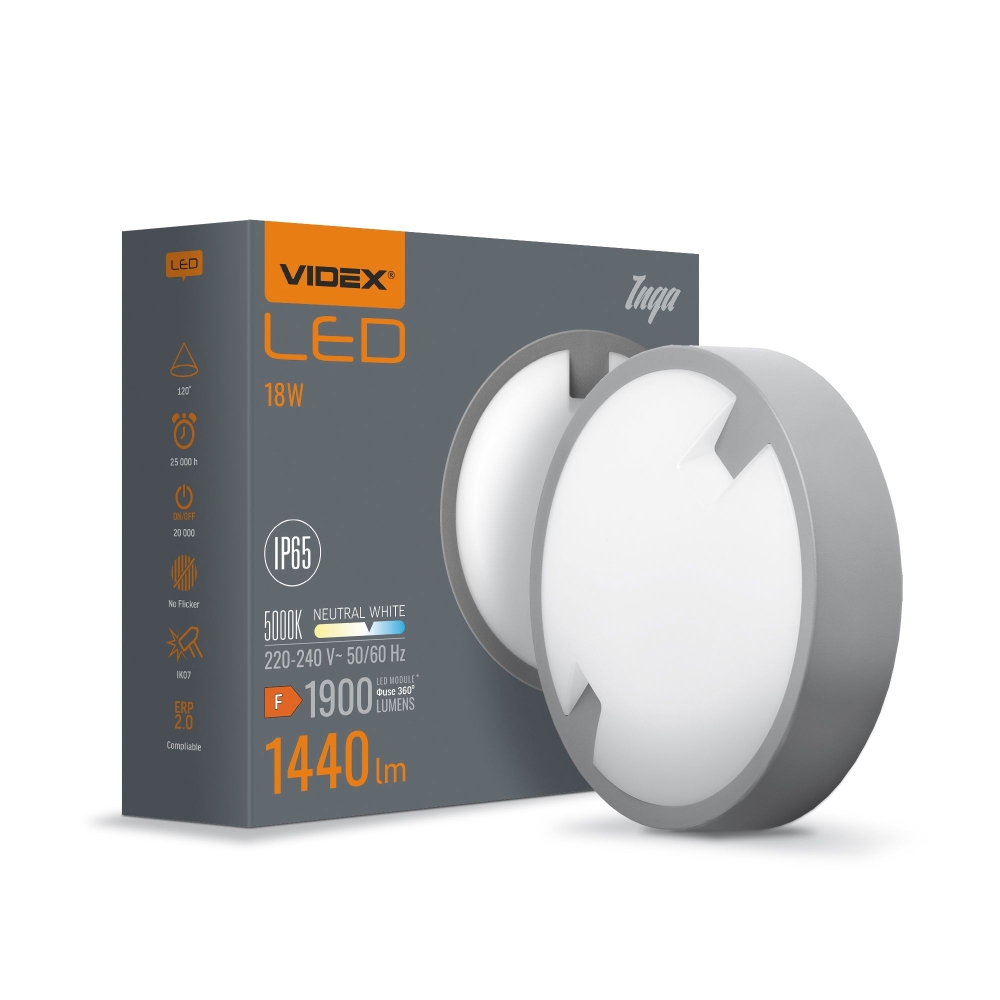 Aplica LED de exterior VIDEX-BULKHEAD-LED-INGA-18W-NW