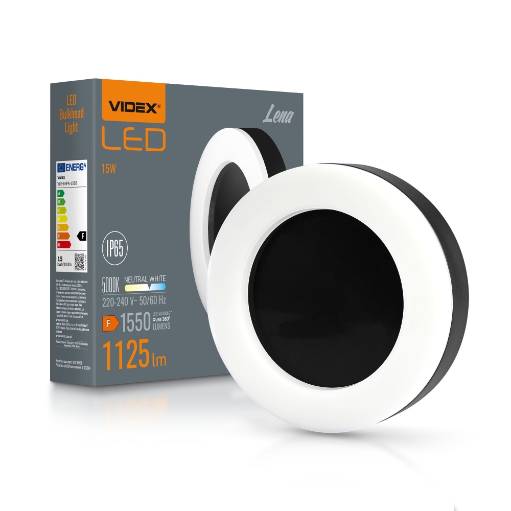 Aplica LED de exterior VIDEX-BULKHEAD-LED-LENA-BLACK-15W-NW