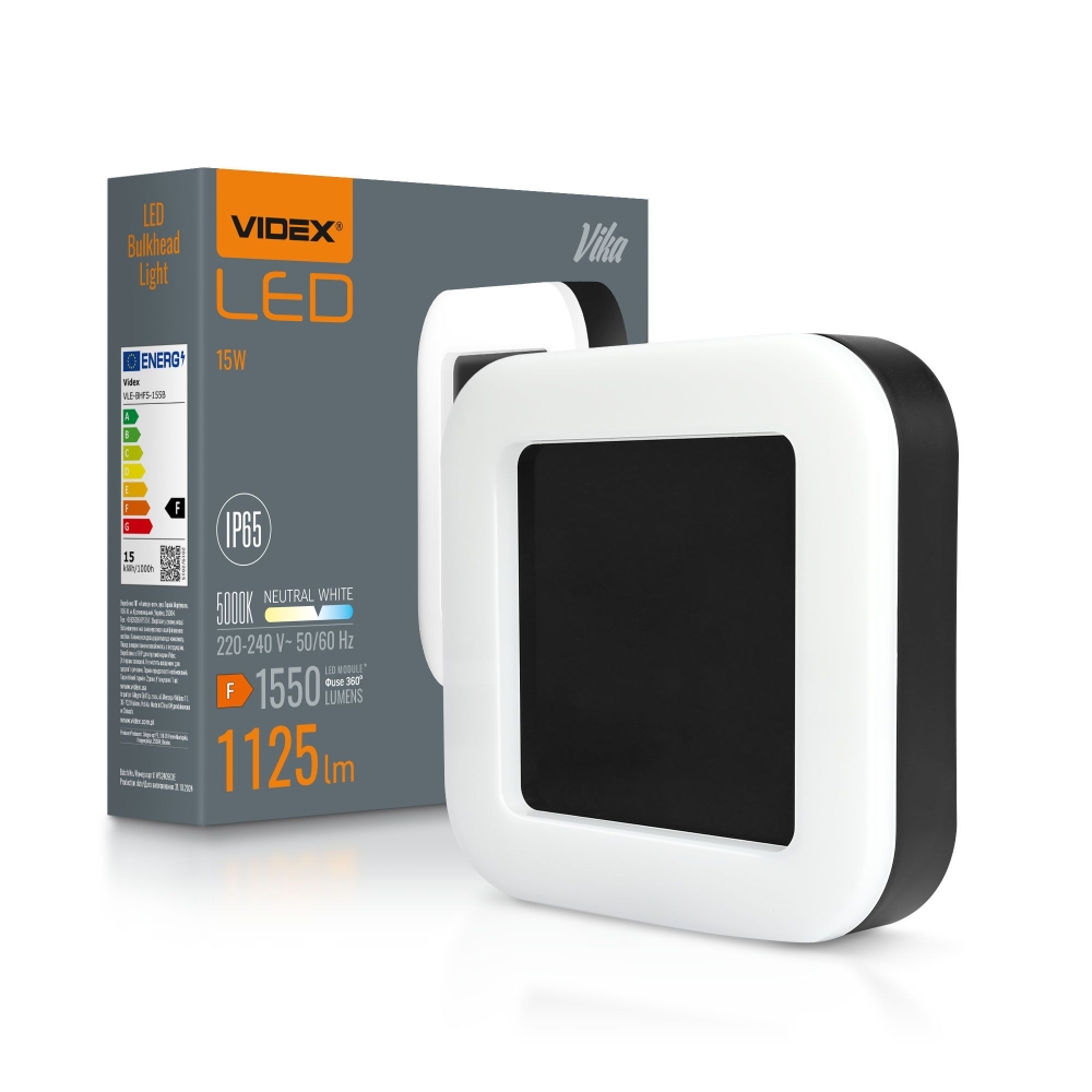 Aplica LED de exterior VIDEX-BULKHEAD-LED-VIKA-BLACK-15W-NW