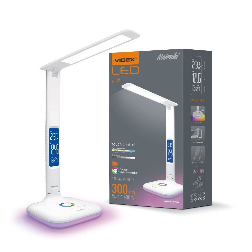 Lampa de birou intensitate reglabila LED VIDEX-DESK-LAMP-NAIROBI-WHITE
