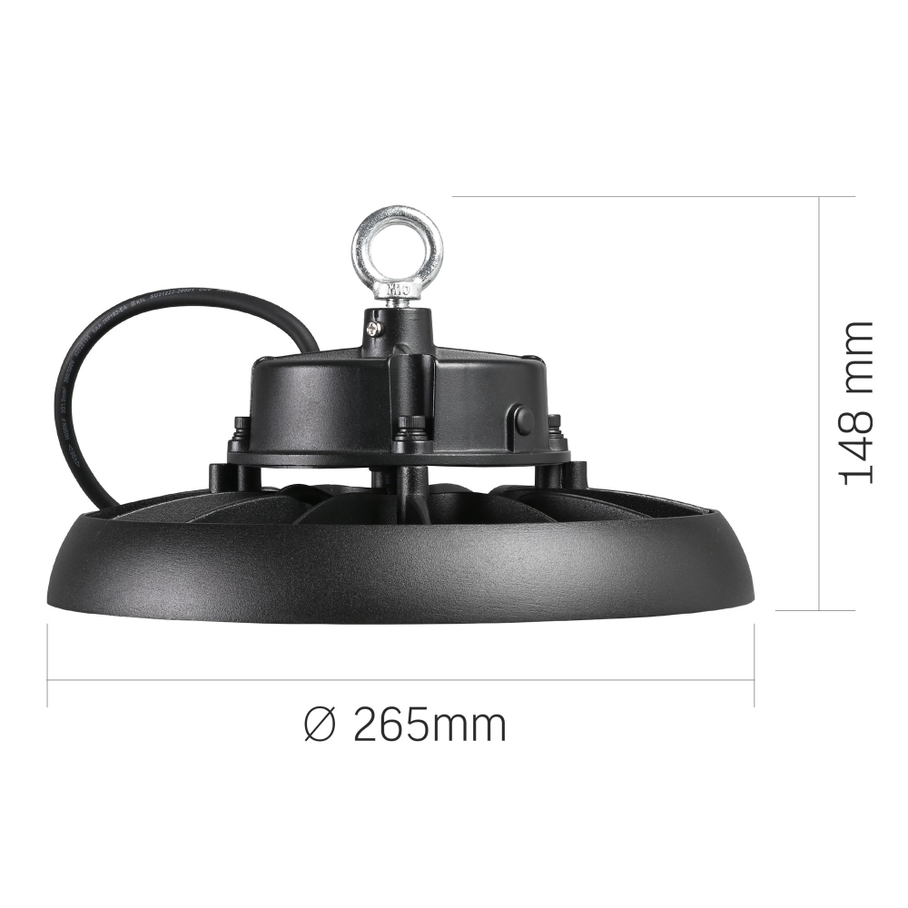 Lampa Industriala LED VIDEX 100W 18000lm 5000K IP65 Neagra – VL-HB01-1005B