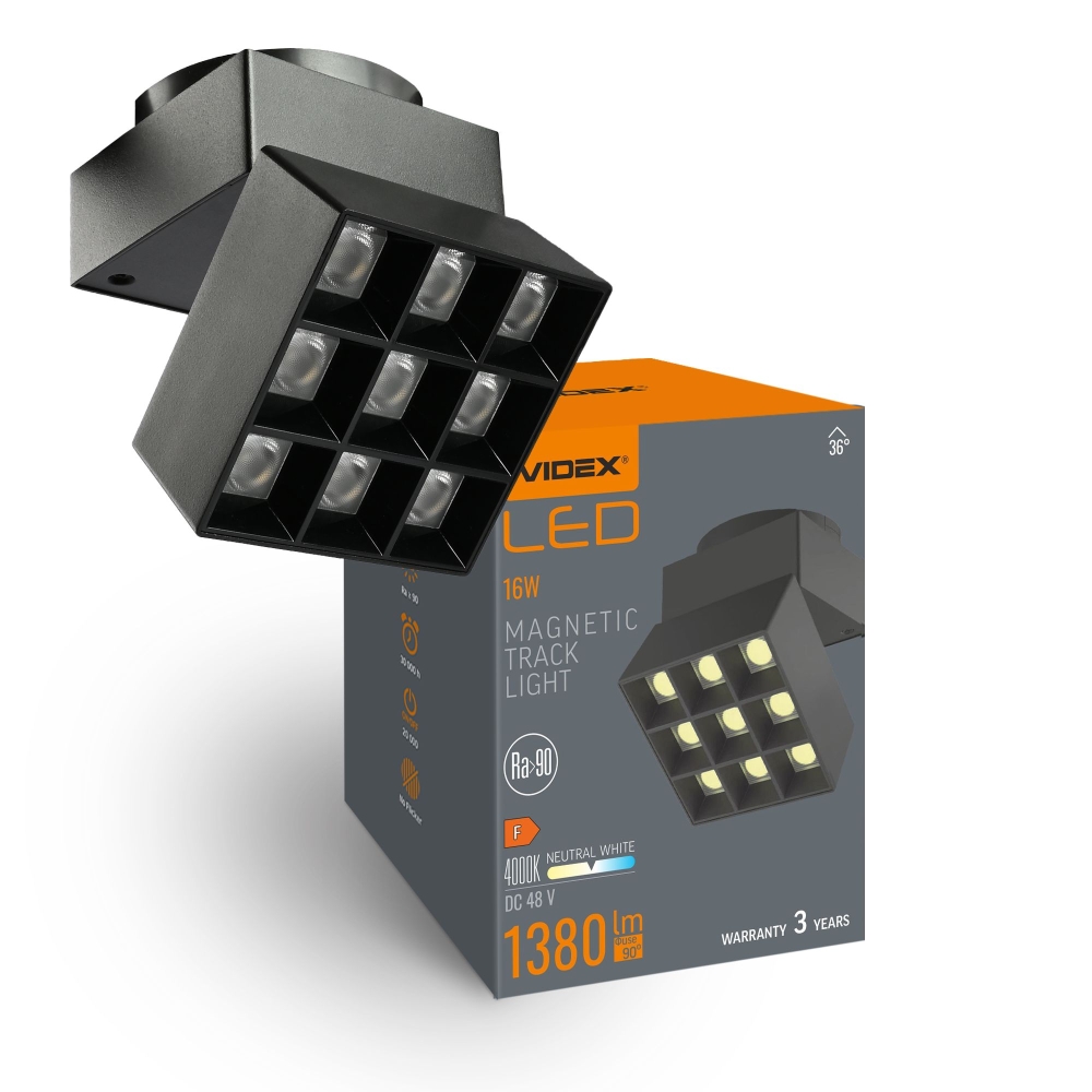 Proiector LED reglabil pentur sina magnetica slim VIDEX VL-TRMS-LE29B Negru