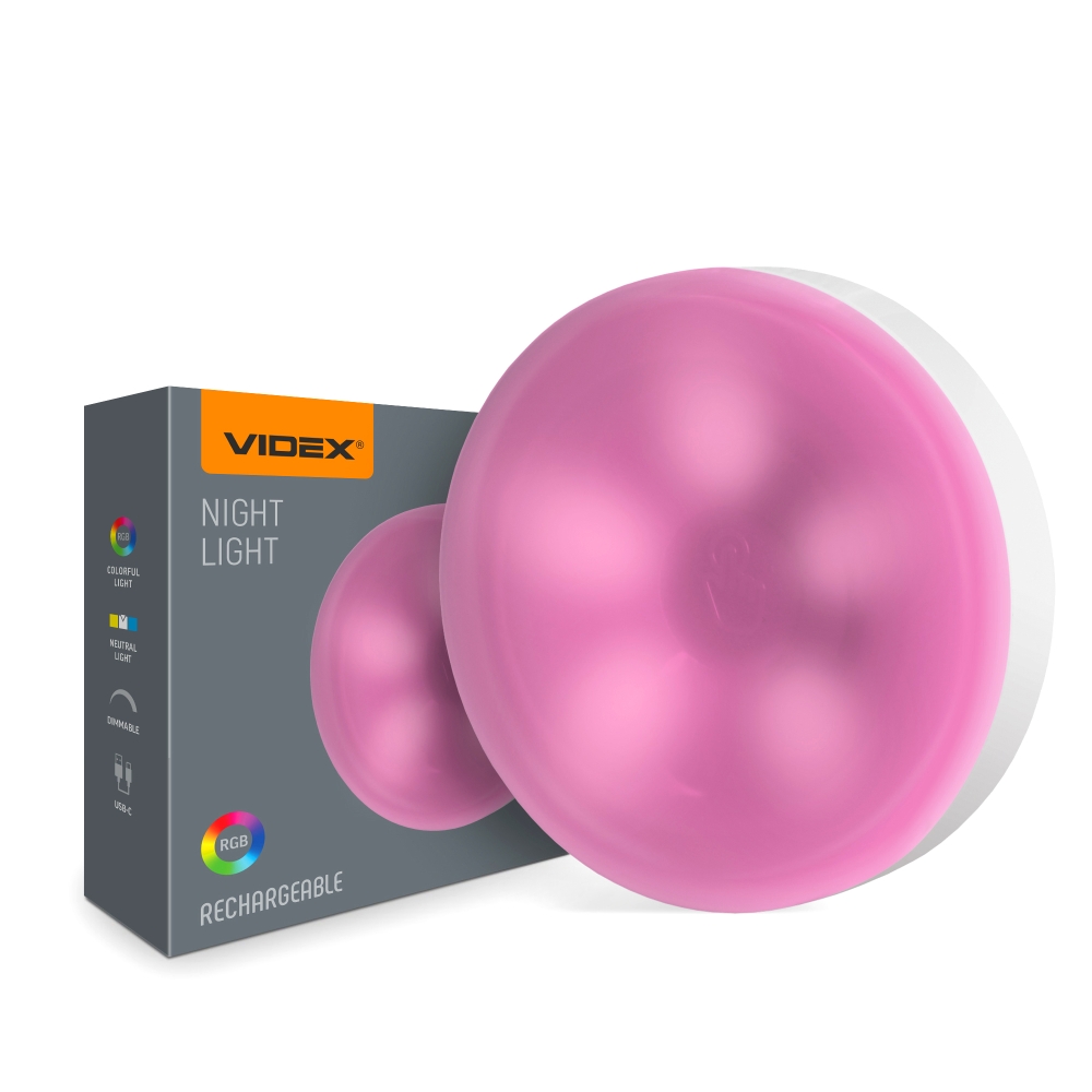 Lampa LED reincarcabila de noapte VIDEX VL-NL064W-G, RGB, USB-C