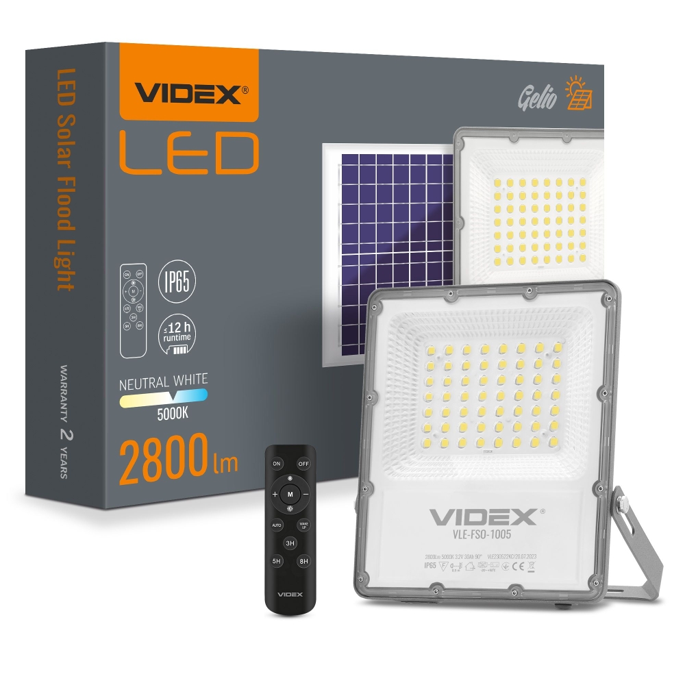 Proiector LED Solar VIDEX-FLOOD-LED-SOLAR-GELIO-100W-NW