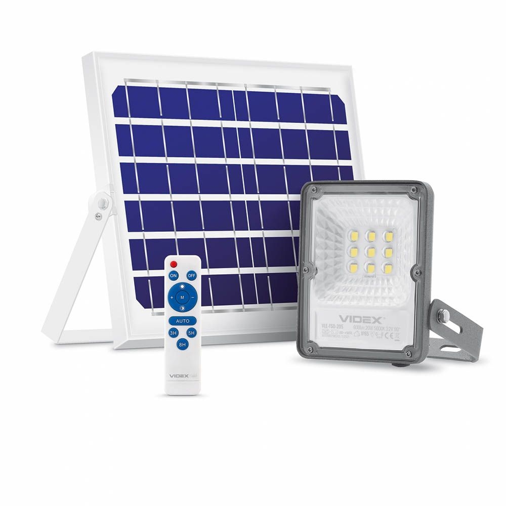 Proiector cu LED solar VIDEX-FLOOD-LED-SOLAR-GELIO-20W-NW